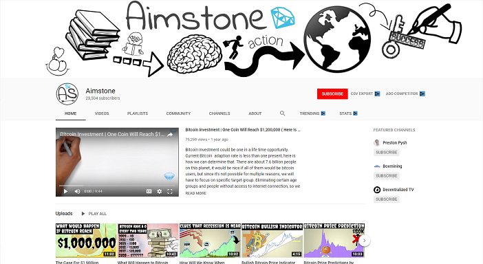 „aimstone“ „YouTube“ kanalas, kriptografiniai „YouTube“ vartotojai