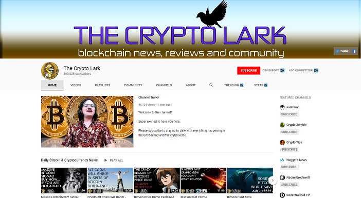 „crypto lark“ „YouTube“ kanalas, „crypto youtubers“